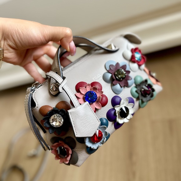 Fendi By The Way Mini Limited Edition Floral Embellished Small Boston Bag - Picture 5 of 13